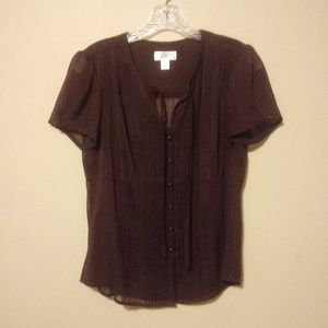 Sheer burgundy Loft blouse